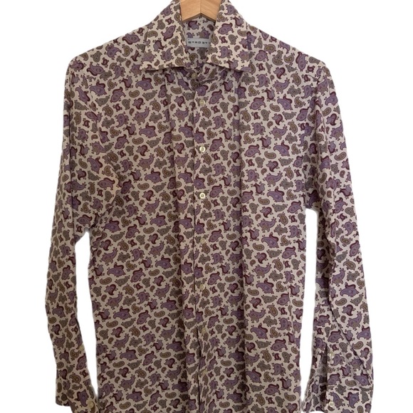 Etro Italy Men’s Purple Paisley Dress Shirt Size Small 37